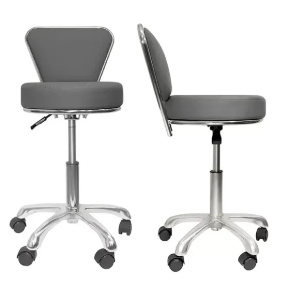 TABOURET D'EXAMEN AVEC DOSSIER PIÉTEMENT CHROMÉ 5 BRANCHES - hauteur réglable 46 à 60 cm