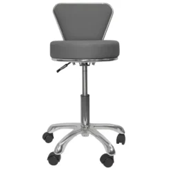 TABOURET D'EXAMEN AVEC DOSSIER PIÉTEMENT CHROMÉ 5 BRANCHES - hauteur réglable 46 à 60 cm