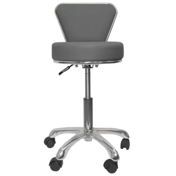 TABOURET D'EXAMEN AVEC DOSSIER PIÉTEMENT CHROMÉ 5 BRANCHES - hauteur réglable 46 à 60 cm