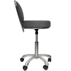 TABOURET D'EXAMEN AVEC DOSSIER PIÉTEMENT CHROMÉ 5 BRANCHES - hauteur réglable 46 à 60 cm