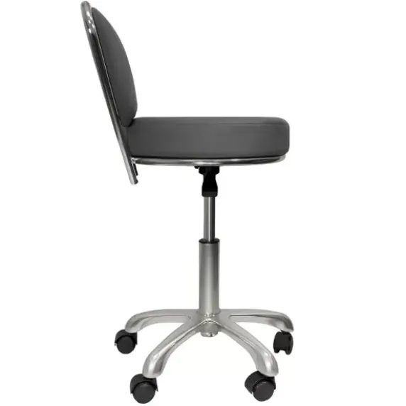 TABOURET D'EXAMEN AVEC DOSSIER PIÉTEMENT CHROMÉ 5 BRANCHES - hauteur réglable 46 à 60 cm