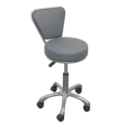 TABOURET D'EXAMEN AVEC DOSSIER PIÉTEMENT CHROMÉ 5 BRANCHES - hauteur réglable 46 à 60 cm