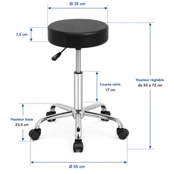 TABOURET MÉDICAL DELTA 55 RÉGLABLE À ROULETTES MEDICLINIC - tabouret