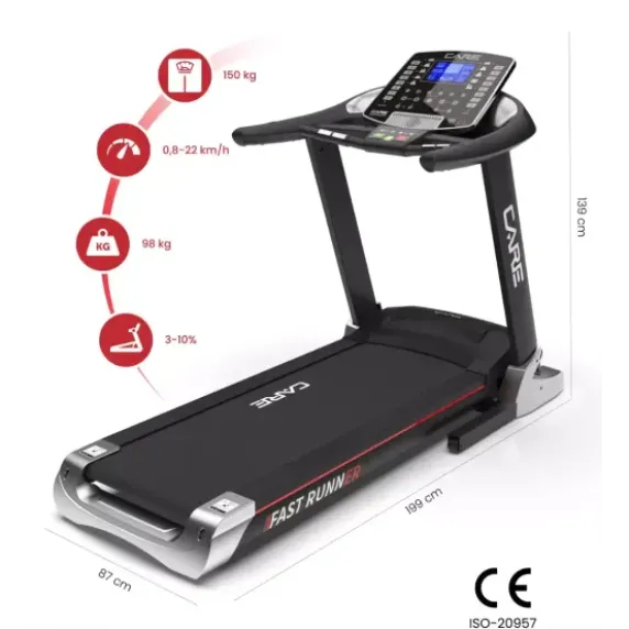 TAPIS DE COURSE FAST RUNNER CONNECTÉ 22 KM/H CARE - usage intensif