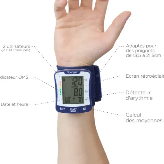 TENSIOMÈTRE ÉLECTRONIQUE POIGNET TENSONIC PRÉCISION OSCILLOMÉTRIQUE SPENGLER - poignet