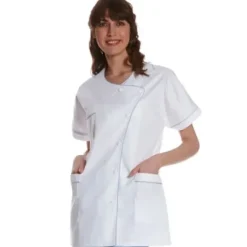 TUNIQUE MEDICALE FEMME TAFFA LISERE BLEU COMED - blanc